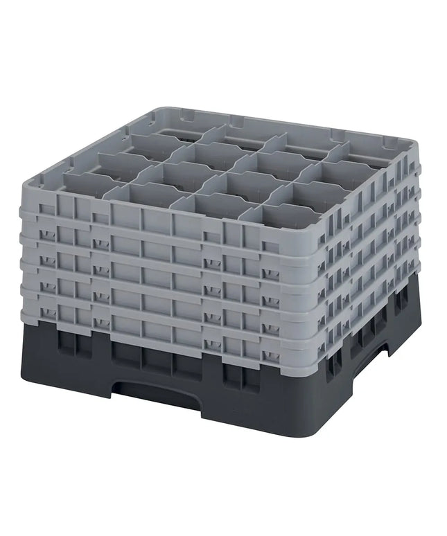 Giá Đựng Ly Cambro 16S1058110 Camrack® 16 Ngăn - 5 Thanh Nối Xám, Đen