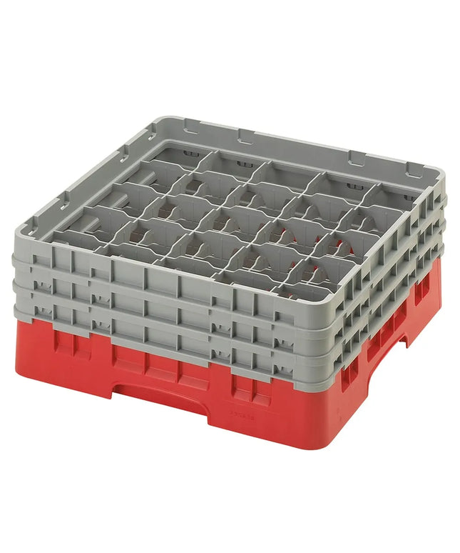 Giá Đựng Ly Cambro 25S638163 Camrack® 25 Ngăn - 3 Thanh Nối Xám, Đỏ