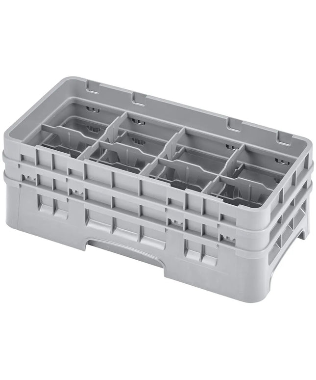 Giá Đựng Ly Cambro 8HS434151 Camrack Cỡ Nhỏ 8 Ngăn - 2 Thanh Nối, Xám Nhạt