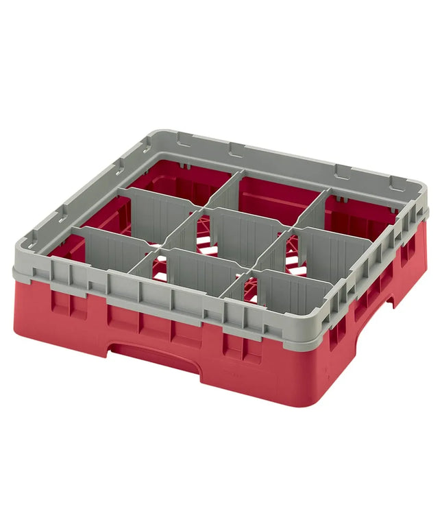 Giá Đựng Ly Cambro 9S318163 Camrack® 9 Ngăn - 1 Thanh Nối Xám, Đỏ