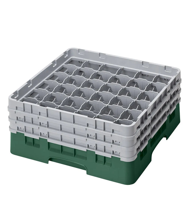 Giá Đựng Ly Camrack® Cambro 36S638119 36 Ngăn - 3 Thanh Nối Xám, Màu Xanh Lá Sherwood