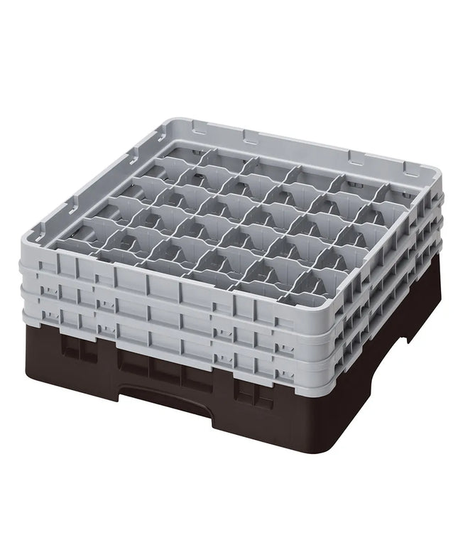 Giá Đựng Ly Camrack® Cambro 36S638167 36 Ngăn - 3 Thanh Nối Xám, Màu Nâu