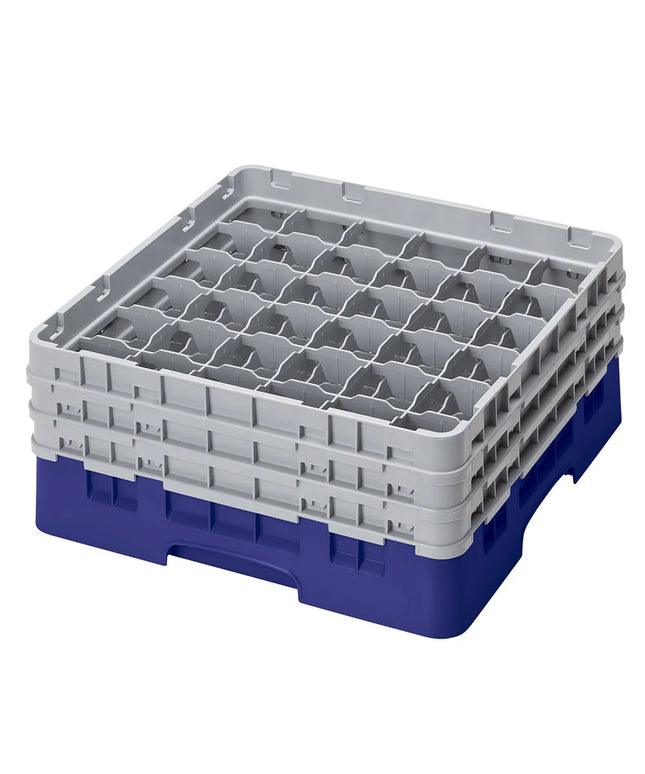 Giá Đựng Ly Camrack® Cambro 36S638186 36 Ngăn - 3 Thanh Nối Xám, Màu Xanh Navy