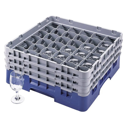 Giá Đựng Ly Camrack® Cambro 36S638186 36 Ngăn - 3 Thanh Nối Xám, Màu Xanh Navy
