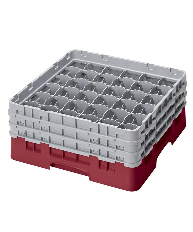 Giá Đựng Ly Camrack® Cambro 36S638416 36 Ngăn - 3 Thanh Nối Xám, Màu Cranberry