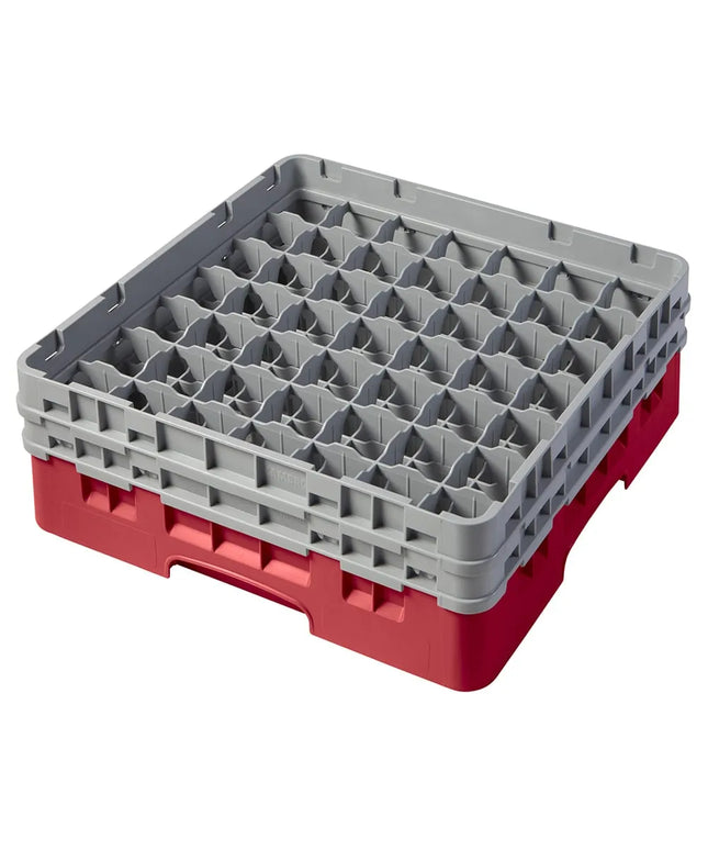 Giá Đựng Ly Camrack® Cambro 49S434163 49 Ngăn - 2 Thanh Nối Màu Xám, Màu Đỏ