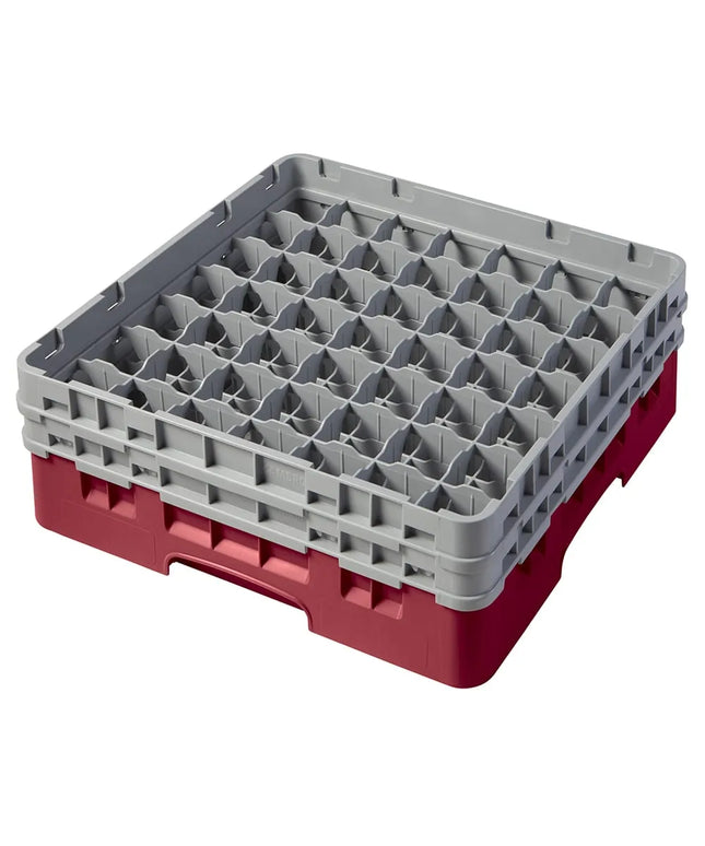 Giá Đựng Ly Camrack® Cambro 49S434416 49 Ngăn - 2 Thanh Nối Màu Xám, Đỏ Cranberry