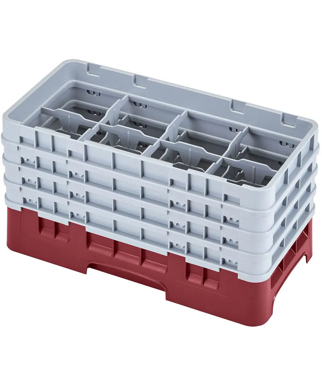 Giá Đựng Ly Camrack Cambro 8HS800416 Nửa Khay 8 Ngăn - 4 Thanh Nối, Đỏ Cranberry