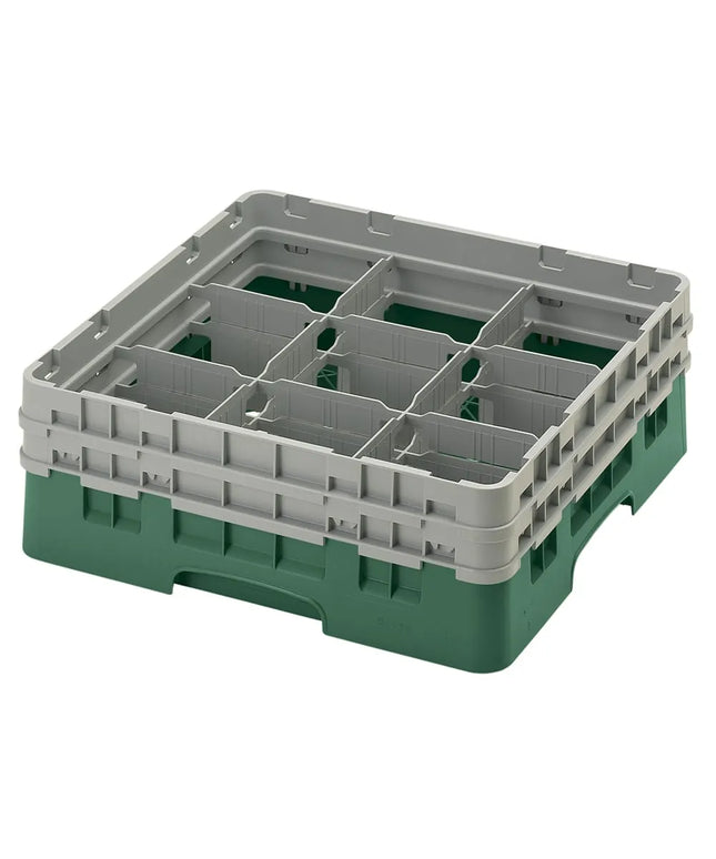 Giá Đựng Ly Camrack® Cambro 9S434119 9 Ngăn - 2 Thanh Nối Màu Xám, Xanh Sherwood