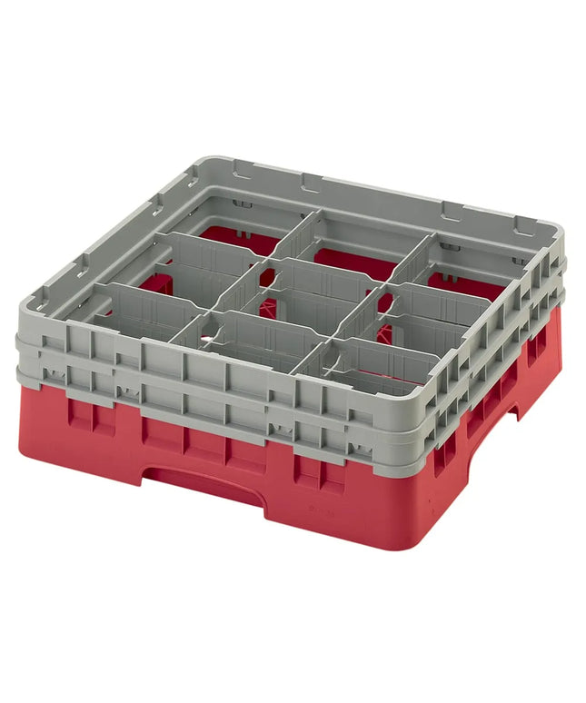Giá Đựng Ly Camrack® Cambro 9S434163 9 Ngăn - (2) Thanh Nối Xám, Màu Đỏ
