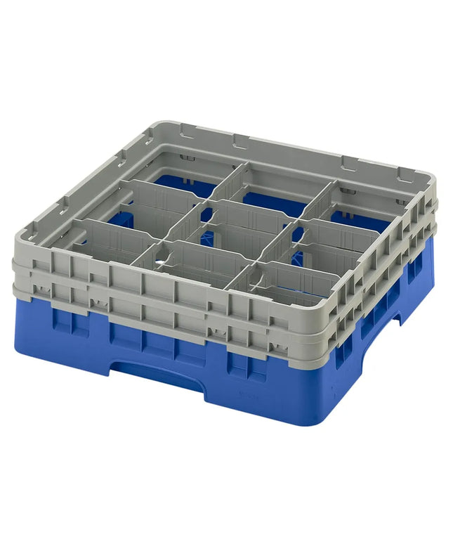 Giá Đựng Ly Camrack® Cambro 9S434168 9 Ngăn - (2) Thanh Nối Xám, Màu Xanh Dương