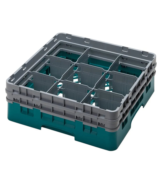 Giá Đựng Ly Camrack® Cambro 9S434414 9 Ngăn - (2) Thanh Nối Xám, Màu Teal
