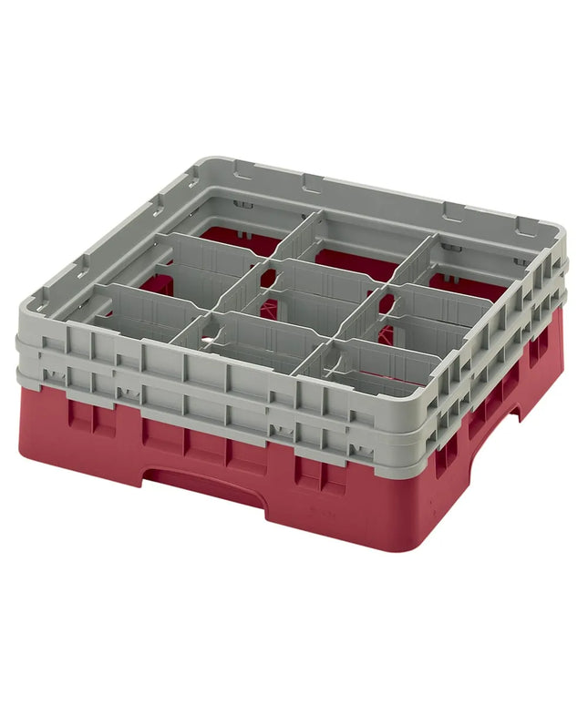 Giá Đựng Ly Camrack® Cambro 9S434416 9 Ngăn - (2) Thanh Nối Xám, Màu Cranberry