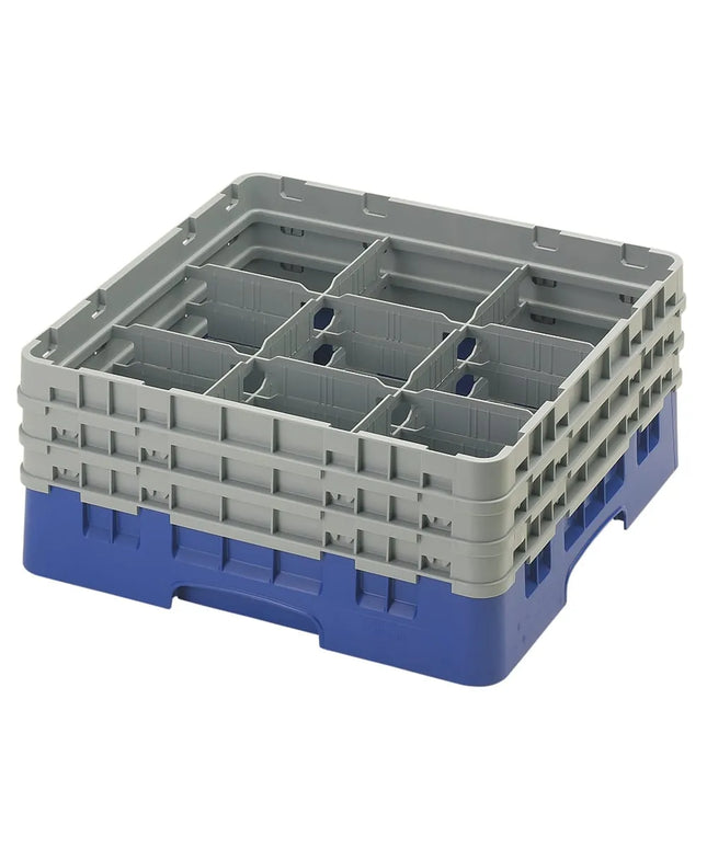 Giá Đựng Ly Camrack® Cambro 9S638186 9 Ngăn - 3 Thanh Nối Màu Xám, Xanh Navy
