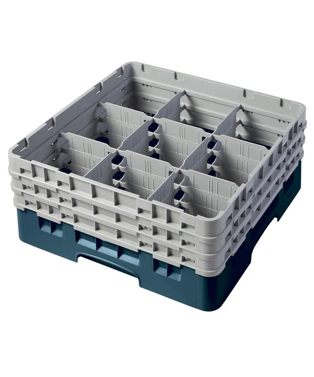 Giá Đựng Ly Camrack® Cambro 9S638414 9 Ngăn - 3 Thanh Nối Màu Xám, Xanh Teal