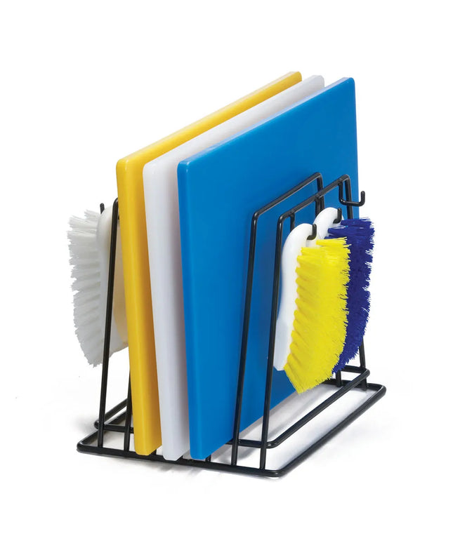 Giá Đựng Thớt Tablecraft CBR6BK 6 Khe Phủ Vinyl Đen Kèm 6 Móc Treo Bàn Chải