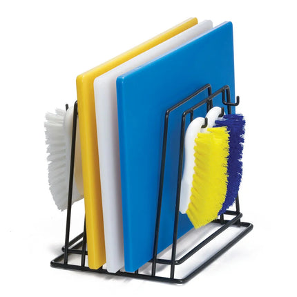 Giá Đựng Thớt Tablecraft CBR6BK 6 Khe Phủ Vinyl Đen Kèm 6 Móc Treo Bàn Chải