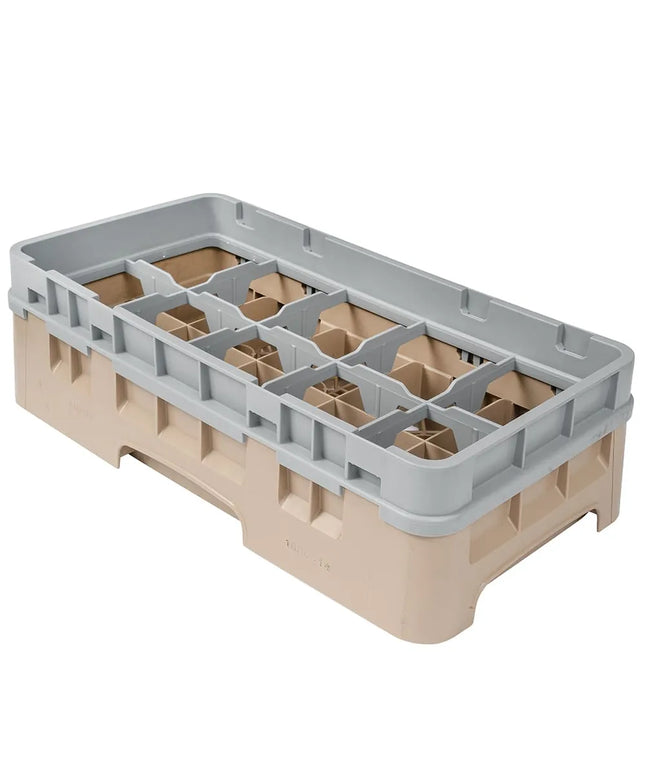 Giá Rửa Cốc Camrack Cambro 10HC414184 Nửa Khay 10 Ngăn (1) Thanh Nâng Màu Be
