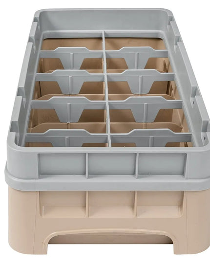Giá Rửa Cốc Camrack Cambro 10HC414184 Nửa Khay 10 Ngăn (1) Thanh Nâng Màu Be