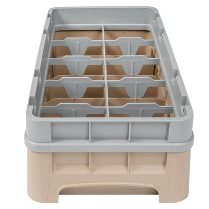 Giá Rửa Cốc Camrack Cambro 10HC414184 Nửa Khay 10 Ngăn (1) Thanh Nâng Màu Be