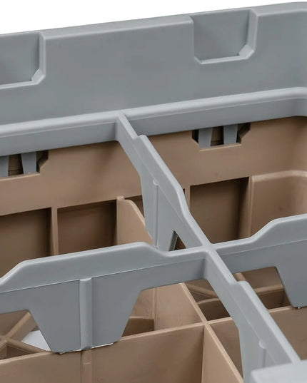 Giá Rửa Cốc Camrack Cambro 10HC414184 Nửa Khay 10 Ngăn (1) Thanh Nâng Màu Be