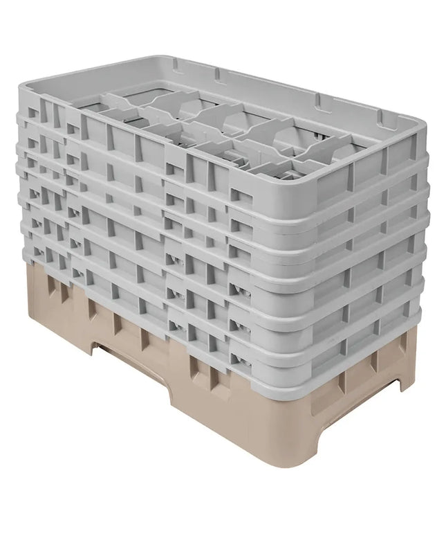 Giá Rửa Ly Camrack Cambro 10HS1114184 10 Ngăn (6) Thanh Nâng Màu Be
