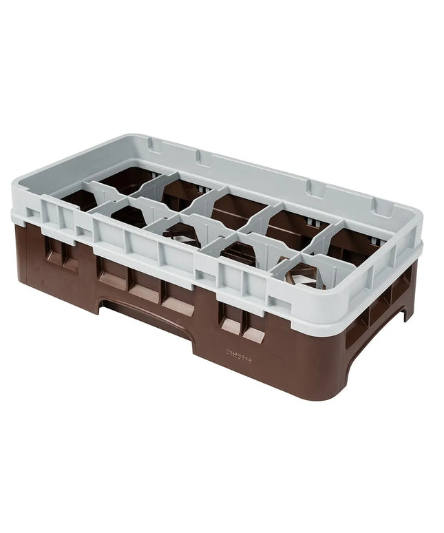 Giá Rửa Ly Camrack Cambro 10HS318167 - Có Thanh Nối, 10 Ngăn, Màu Nâu
