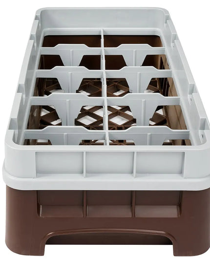 Giá Rửa Ly Camrack Cambro 10HS318167 - Có Thanh Nối, 10 Ngăn, Màu Nâu