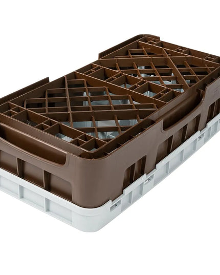 Giá Rửa Ly Camrack Cambro 10HS318167 - Có Thanh Nối, 10 Ngăn, Màu Nâu