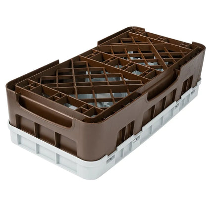 Giá Rửa Ly Camrack Cambro 10HS318167 - Có Thanh Nối, 10 Ngăn, Màu Nâu