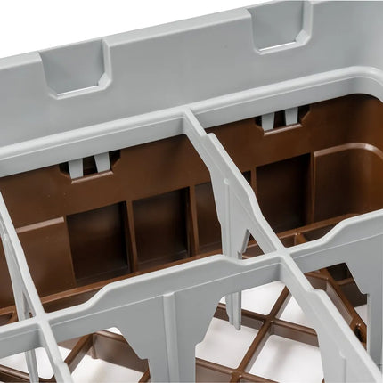 Giá Rửa Ly Camrack Cambro 10HS318167 - Có Thanh Nối, 10 Ngăn, Màu Nâu