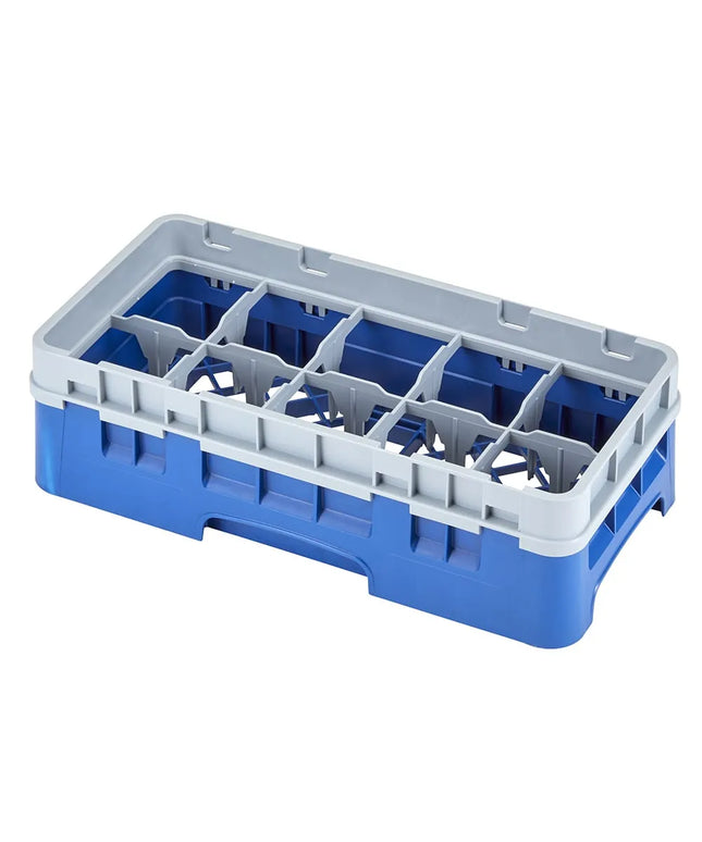 Giá Rửa Ly Camrack Cambro 10HS318186 - Có Thanh Nối, 10 Ngăn, Màu Xanh Navy