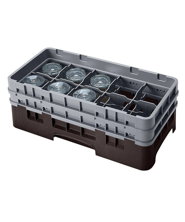 Giá Rửa Ly Camrack Cambro 10HS434167 10 Ngăn (2) Thanh Nâng Màu Nâu