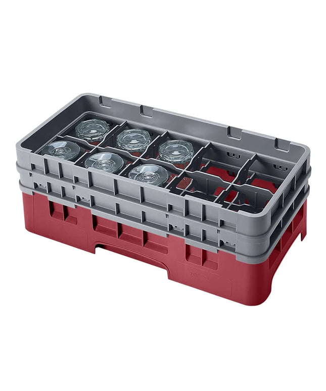 Giá Rửa Ly Camrack Cambro 10HS434416 10 Ngăn (2) Thanh Nâng Màu Đỏ Cranberry