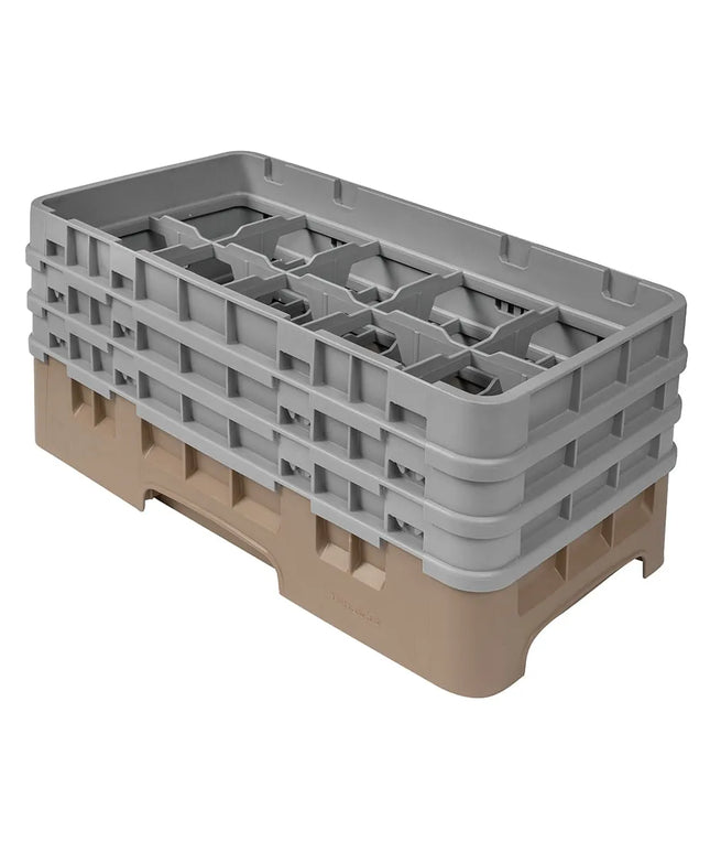 Giá Rửa Ly Camrack Cambro 10HS638184 - (3) Thanh Nối, 10 Ngăn, Màu Be