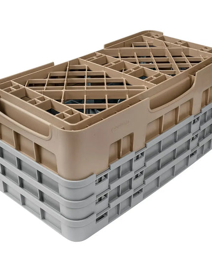 Giá Rửa Ly Camrack Cambro 10HS638184 - (3) Thanh Nối, 10 Ngăn, Màu Be