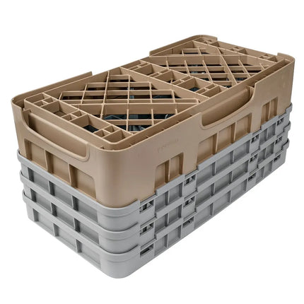 Giá Rửa Ly Camrack Cambro 10HS638184 - (3) Thanh Nối, 10 Ngăn, Màu Be
