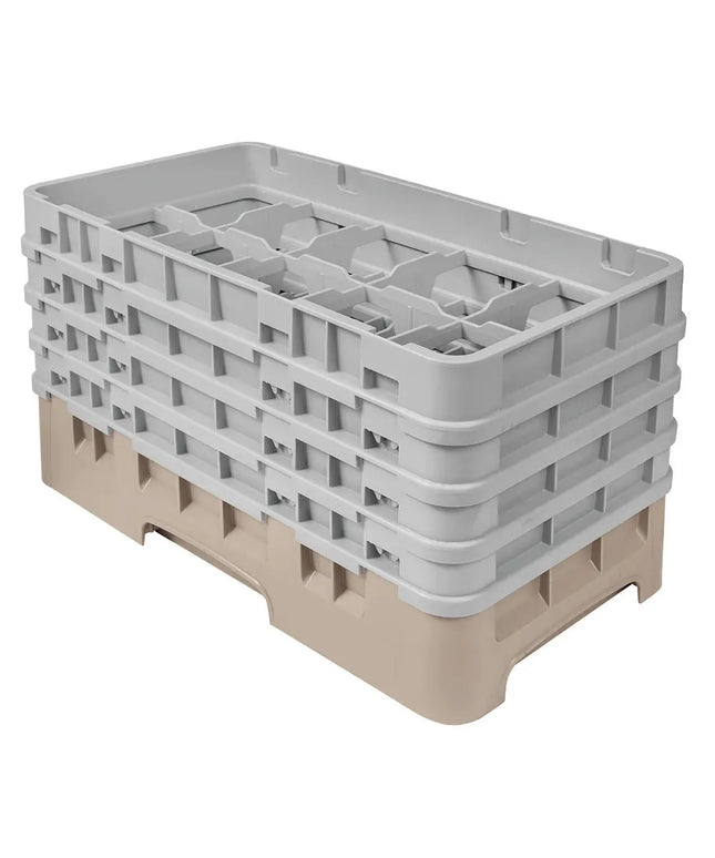 Giá Rửa Ly Camrack Cambro 10HS800184 - (4) Thanh Nối, 10 Ngăn, Màu Be