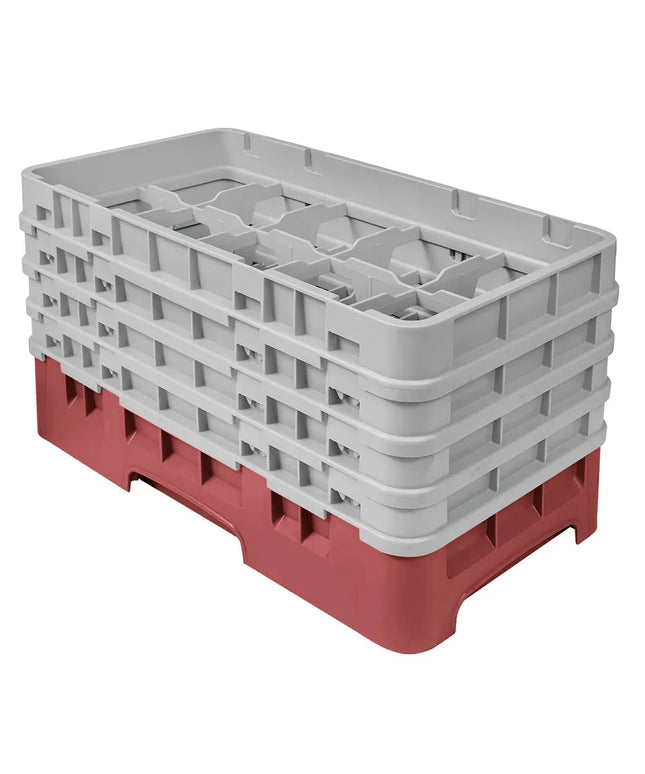 Giá Rửa Ly Camrack Cambro 10HS800416 - (4) Thanh Nối, 10 Ngăn, Màu Cranberry