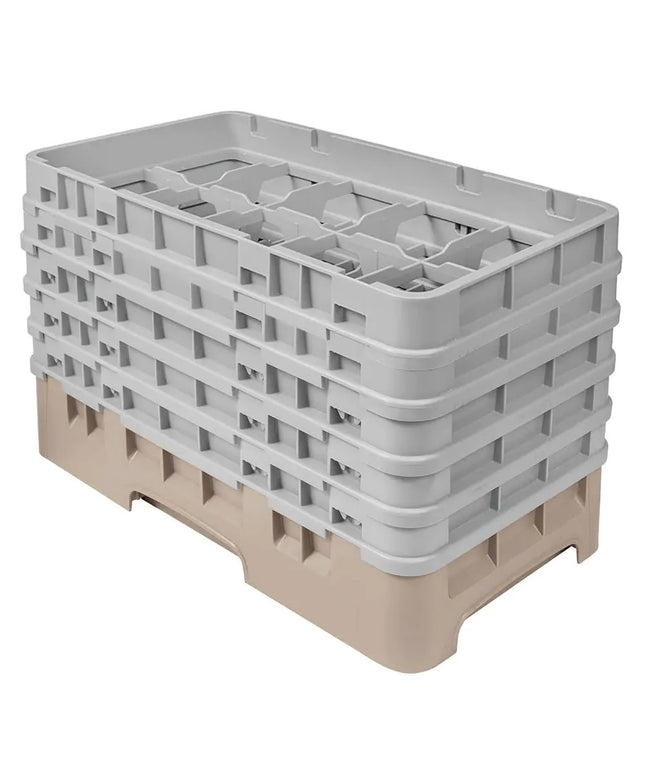 Giá Rửa Ly Camrack Cambro 10HS958184 - (5) Thanh Nối, 10 Ngăn, Màu Be