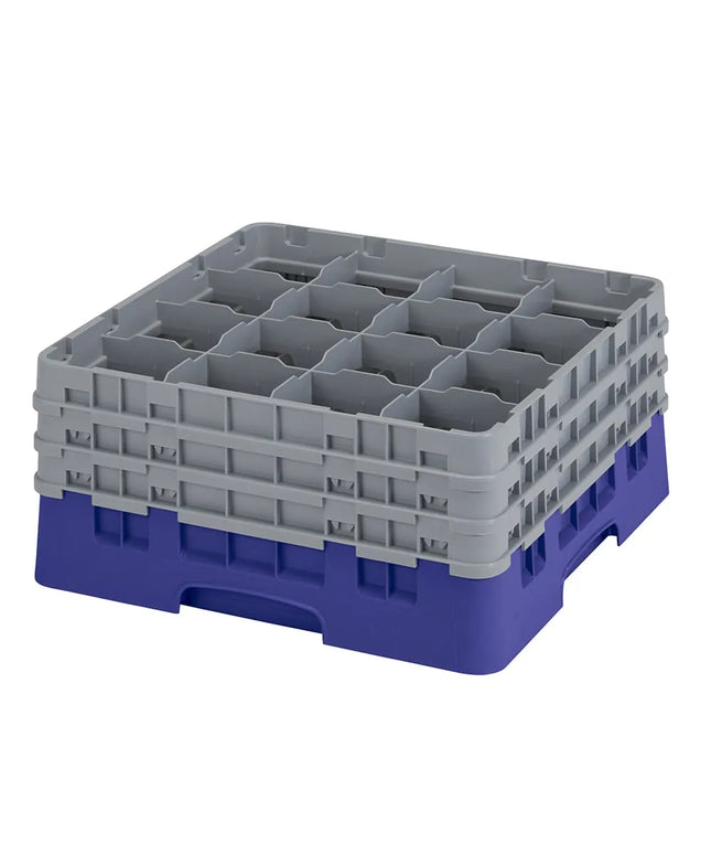 Giá Rửa Ly Camrack® Cambro 16S738186 16 Ngăn - (3) Thanh Nối Màu Xám, Xanh Navy