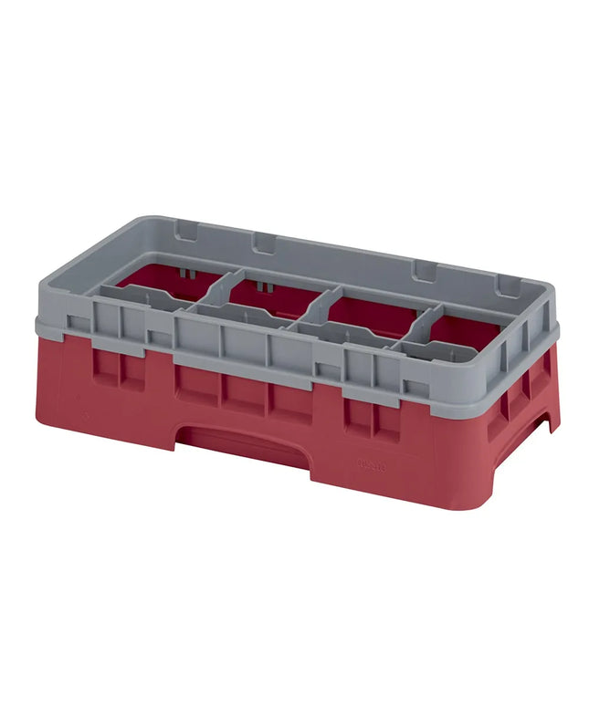 Giá Rửa Ly Camrack Cambro 8HS318416 Nửa Khay, 8 Ngăn, Có Thanh Nối, Đỏ Cranberry