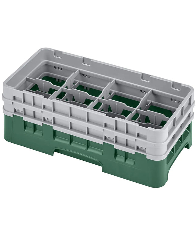 Giá Rửa Ly Camrack Cambro 8HS434119 Nửa Khay, (2) Thanh Nối, 8 Ngăn, Xanh Sherwood