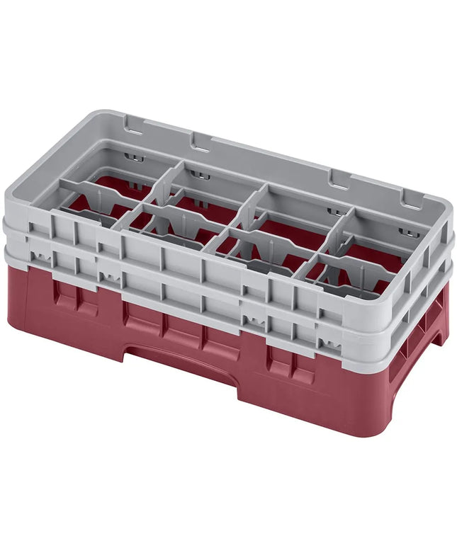 Giá Rửa Ly Camrack Cambro 8HS434416 Nửa Khay, (2) Thanh Nối, 8 Ngăn, Đỏ Cranberry