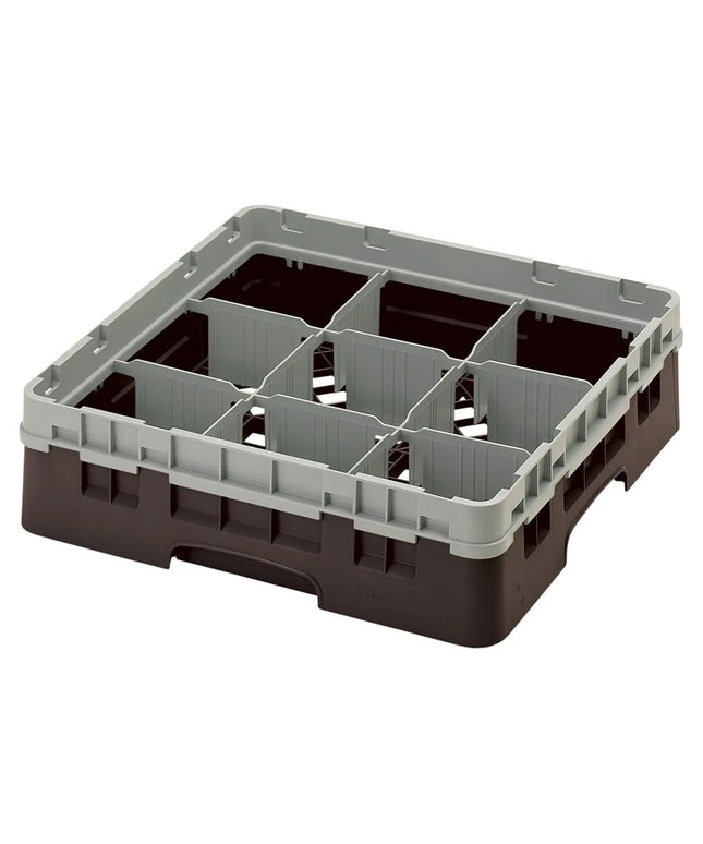 Giá Rửa Ly Camrack® Cambro 9S318167 9 Ngăn - (1) Thanh Nối Màu Xám, Nâu