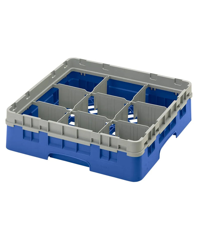 Giá Rửa Ly Camrack® Cambro 9S318168 9 Ngăn - (1) Thanh Nối Màu Xám, Xanh Dương