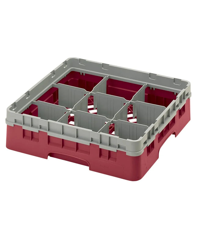 Giá Rửa Ly Camrack® Cambro 9S318416 9 Ngăn - (1) Thanh Nối Màu Xám, Đỏ Cranberry