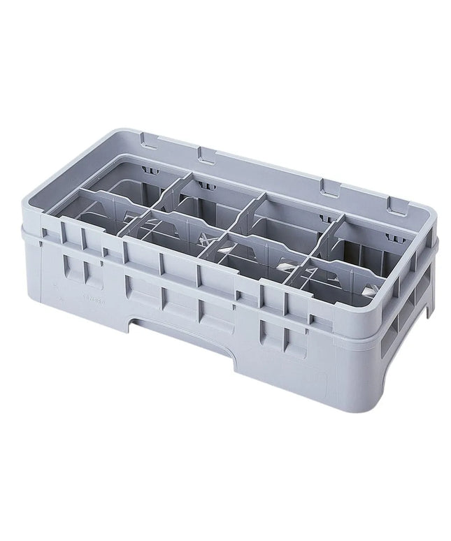 Giá Rửa Ly/Cốc Camrack Cambro 8HC414151 Nửa Khay, 8 Ngăn, Có Thanh Nối, Xám Nhạt