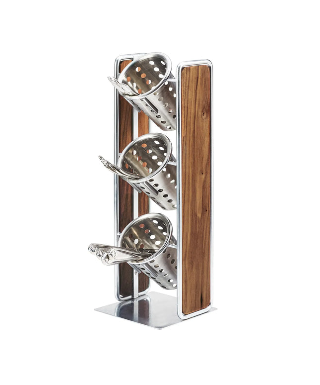 Giá Trưng Bày Ống Đựng Dao Muỗng Nĩa Cal-Mil 3715-49 3 Ngăn 49.5 cm Gỗ Óc Chó/Chrome