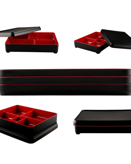 Hộp Cơm Bento Elite Global Solutions JW11852T-BR Karma 27.3 x 21.3 cm - Melamine, Đen/Đỏ